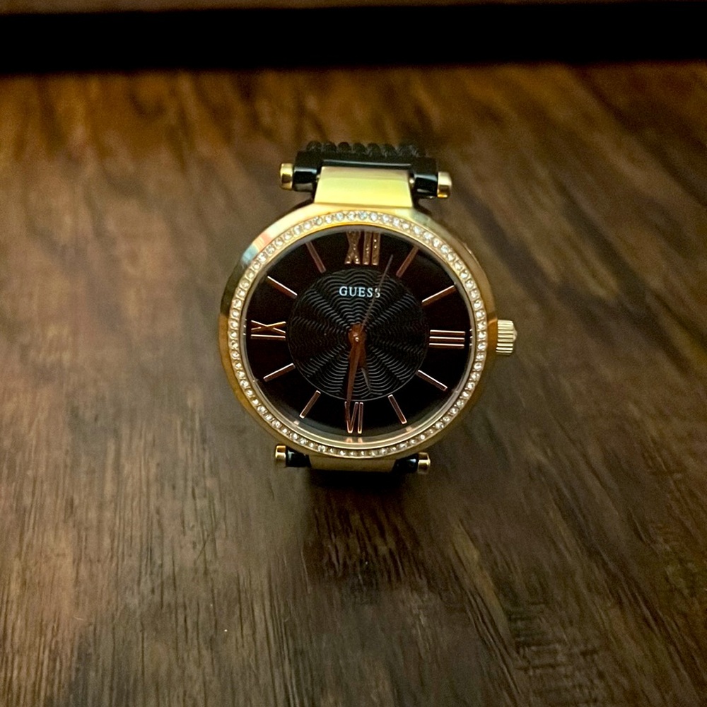 GUESS Black and Gold-Tone Women’s Watch